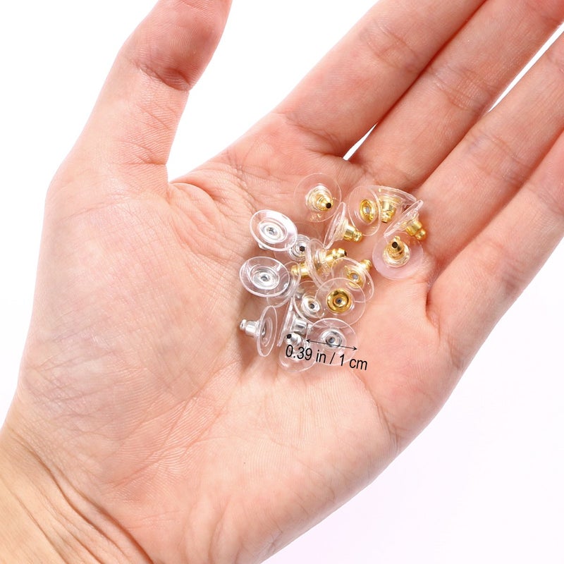 Chunney 100 Pairs Clutch Earring Backs with Pad Earring Safety Backs, Silver and Gold - Image 4